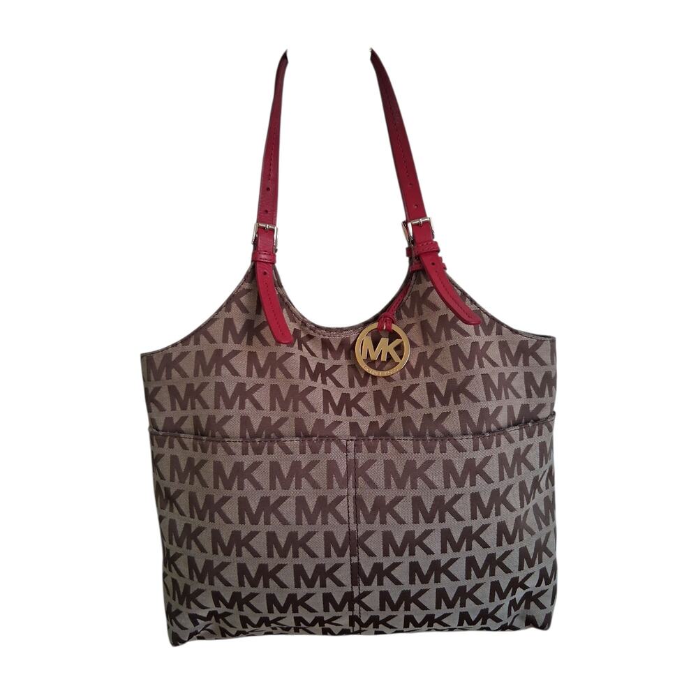 Michael Kors Women's Jet Set Monogram Designer‎ Signature Handbag Preppy Tote